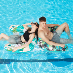 Inflatable Pool Chair Lounge for Adults with Cup Holder & Backrest