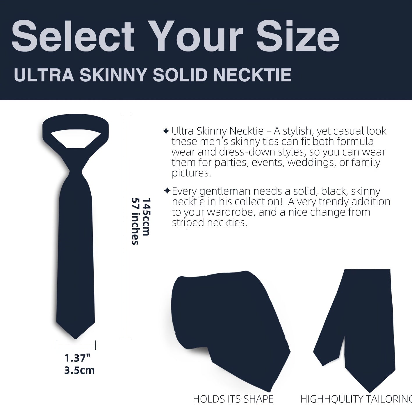 Vintage Ultra Skinny Necktie Gothic Uniform Suit Tie
