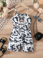 Spaghetti Tie Dye Shorts Jumpsuit For Girls