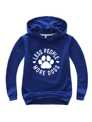 Boys Girls Dog Paw Graphic Hoodie Casual Cotton Hooded Sweatshirt