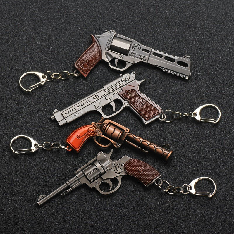 Pistol Shaped Keychain Metal P92 R45 R1895 Model Key Ring Pendant