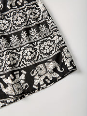 Geometric Print Elastic Stretch Shorts