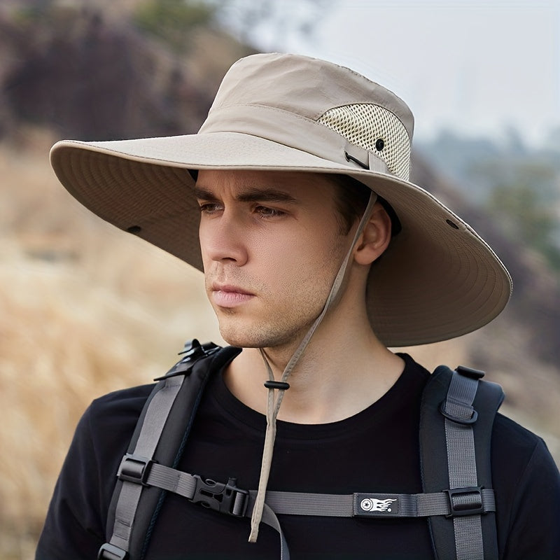 Mens Sports Sun Protection Hat Breathable Fisherman Hat for Outdoor Fishing