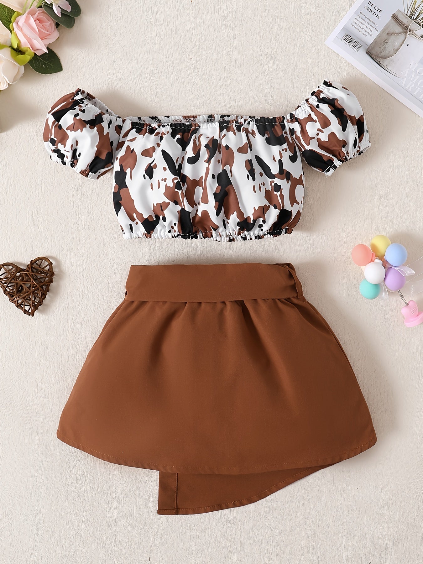 Infant Girls Camo Top & Skirt Set w/ Bow Belt, SS, Summer