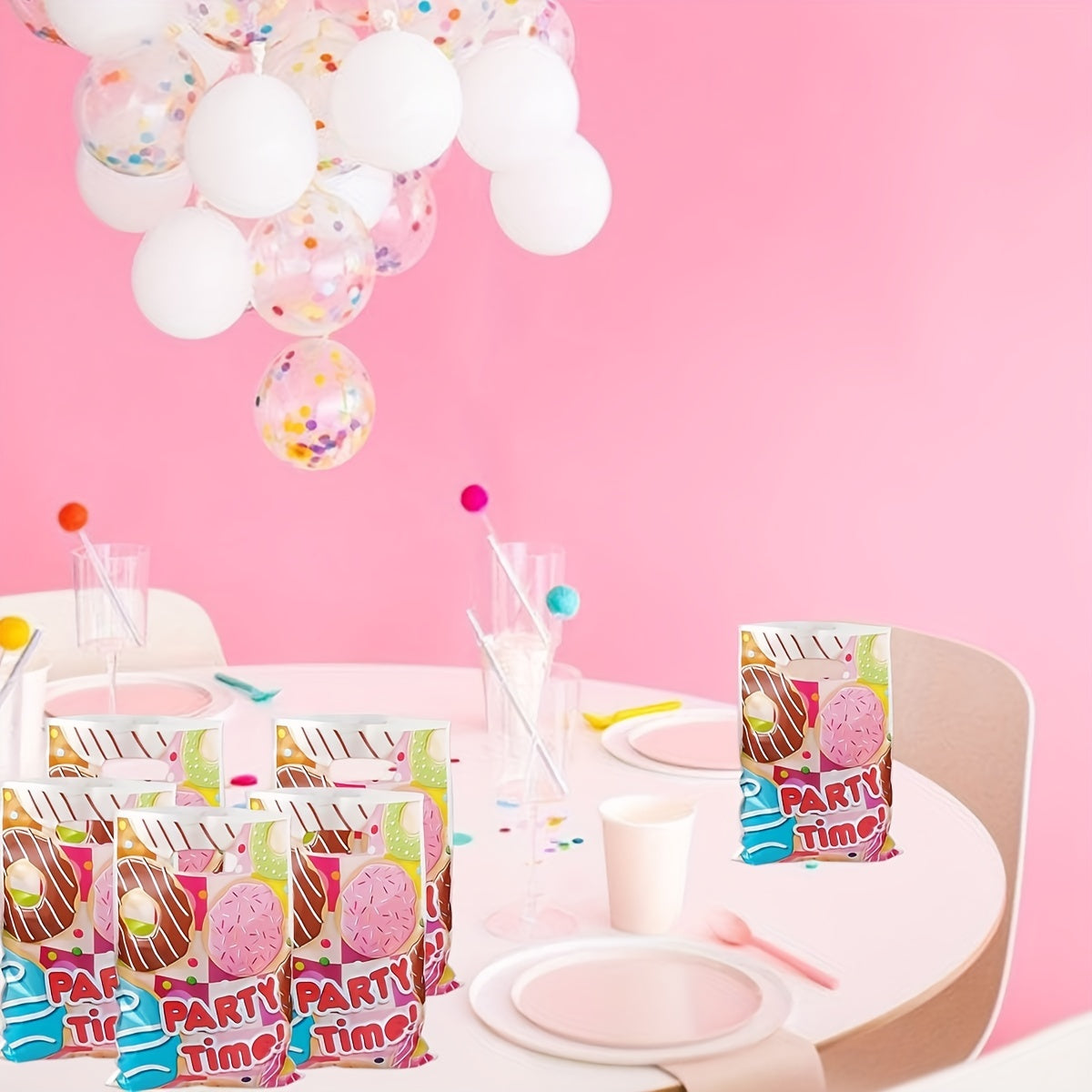 50pcs Donut Party Treat Bags Sweet Goodie Bags for Donut Theme Favors