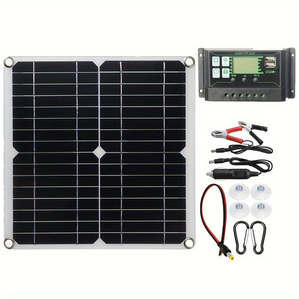Portable Solar Panel Kit 60A 100A Solar Controller Dual USB 12 5V DC 30W 60W