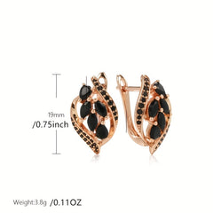 Golden Leaf Clip Earrings Zircon Wedding Jewelry