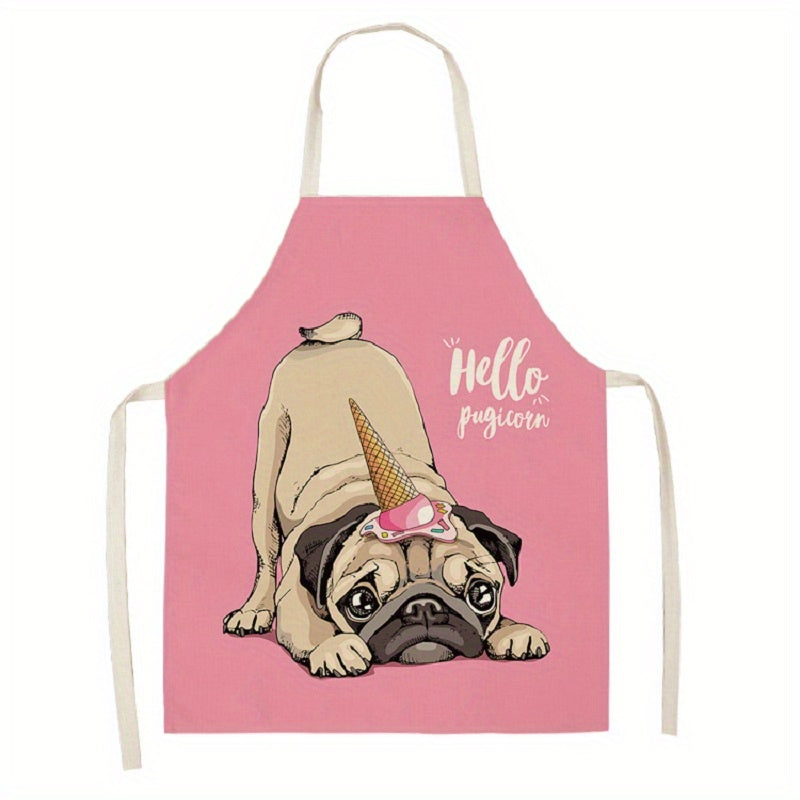 Cartoon Dog Print Apron for Cooking Adventures 25.98x21.65 Inches