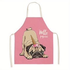 Cartoon Dog Print Apron for Cooking Adventures 25.98x21.65 Inches