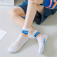 Kids Summer Breathable Cartoon Bear Socks (5 Pairs)