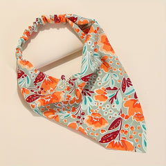 Vintage Flower Print Head Scarf Triangle Bandanas Hairband Headband