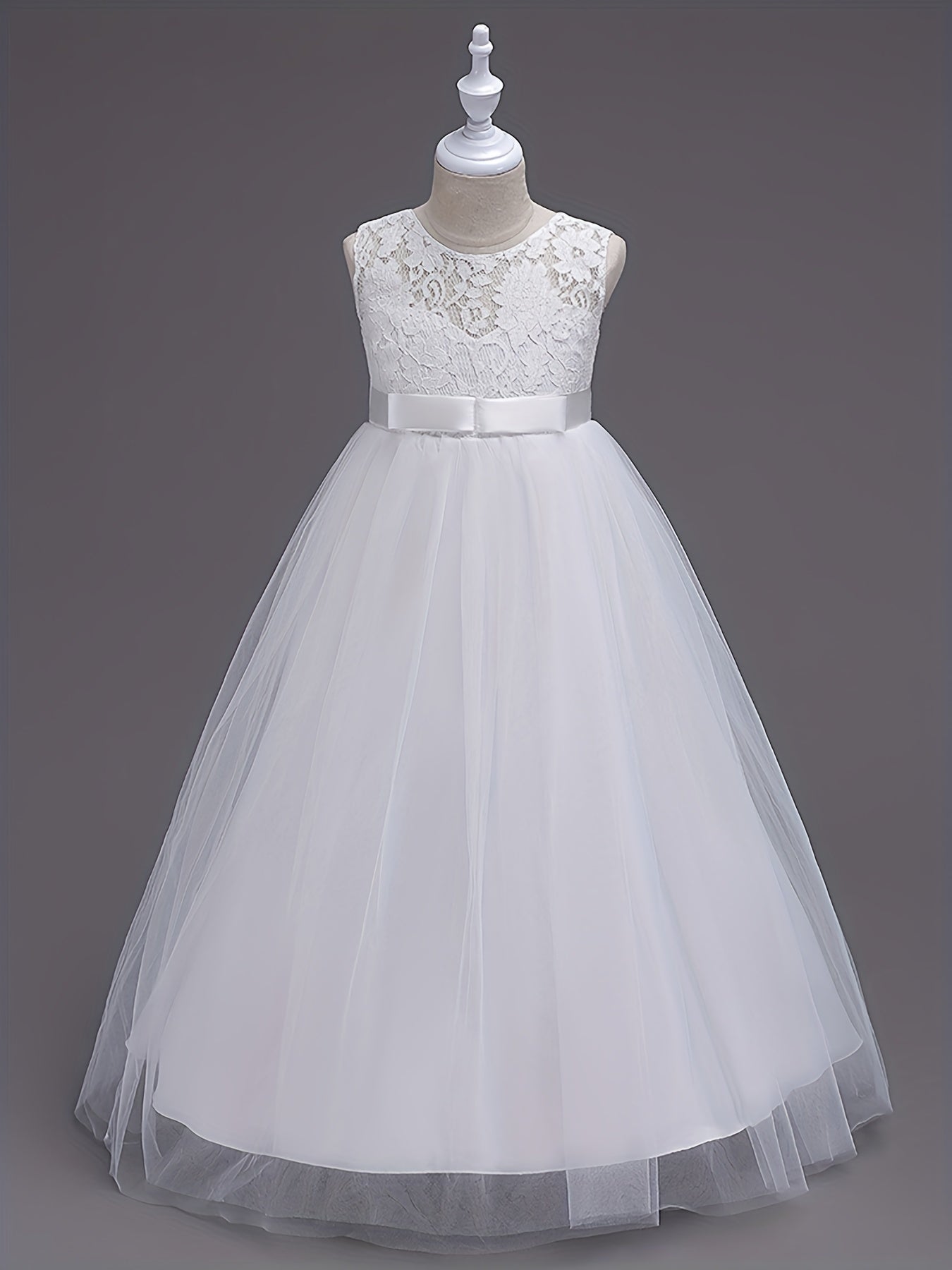 Girls Princess Tulle Lace Flower Pageant Dress Puffy Floor Length