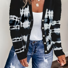 Tie Dye Long Sleeve Button Up Cardigan