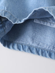 Girls Casual Bow Pockets Frill Trim Denim Shorts Kids Summer Clothes