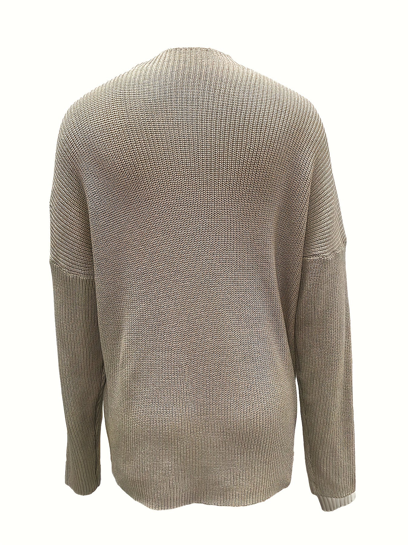 Solid Long Sleeve Round Neck Sweater