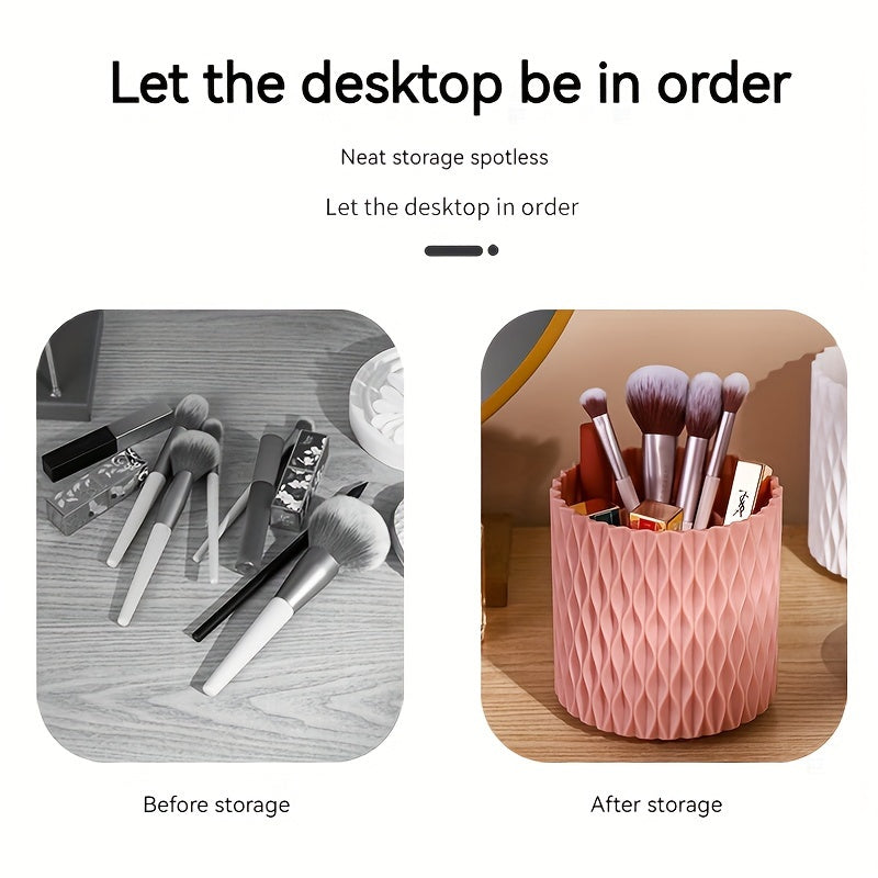 360 Rotating Cosmetic Brush Storage Bucket Desktop Organizer