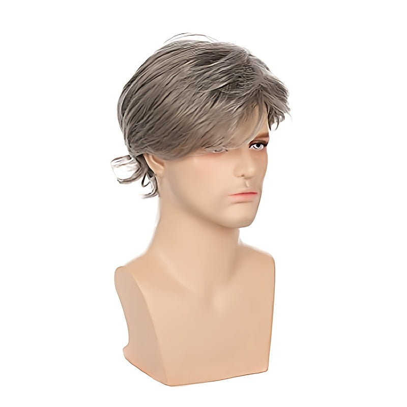 Men's Short Hair Gradient Fiber Wig Headgear