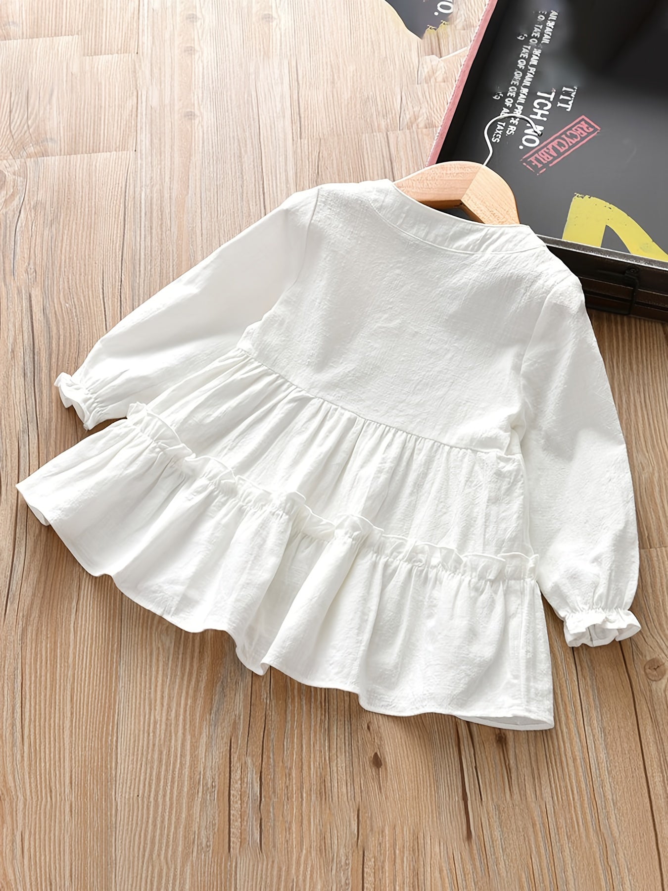 Girls Ruffled Blouse Long Sleeve Button Down Top for Autumn and Spring