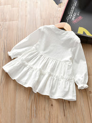 Girls Ruffled Blouse Long Sleeve Button Down Top for Autumn and Spring