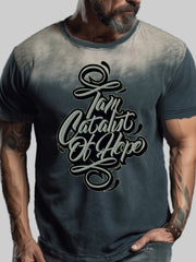 Men's Street Style Letter Print Tee Shirt for Summer