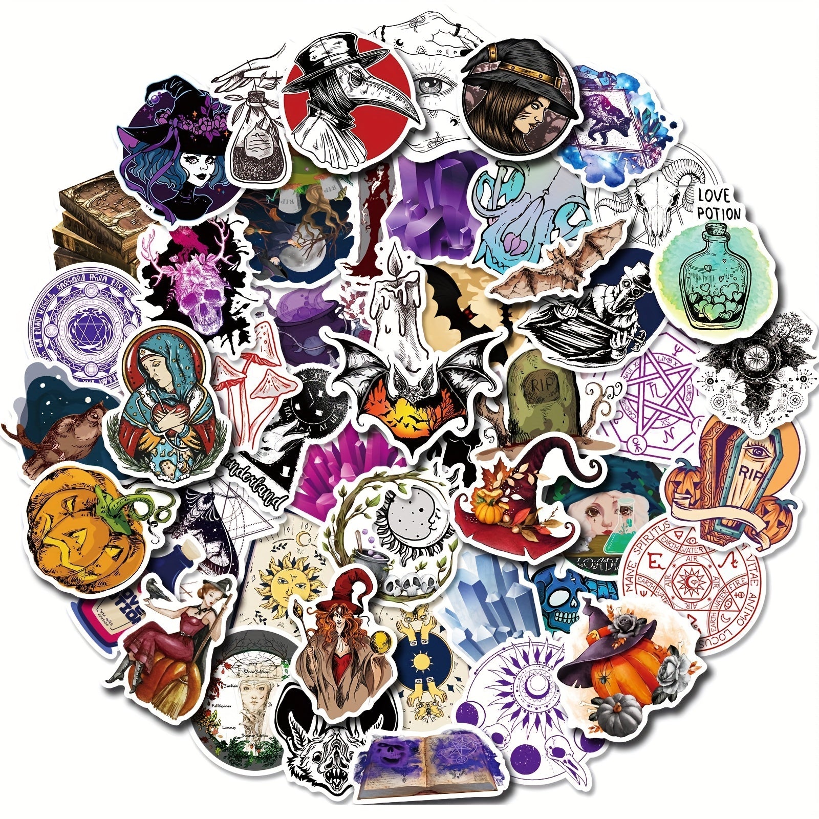 50pcs Halloween Stickers Pumpkin Spooky Waterproof DIY Stickers For Decoration