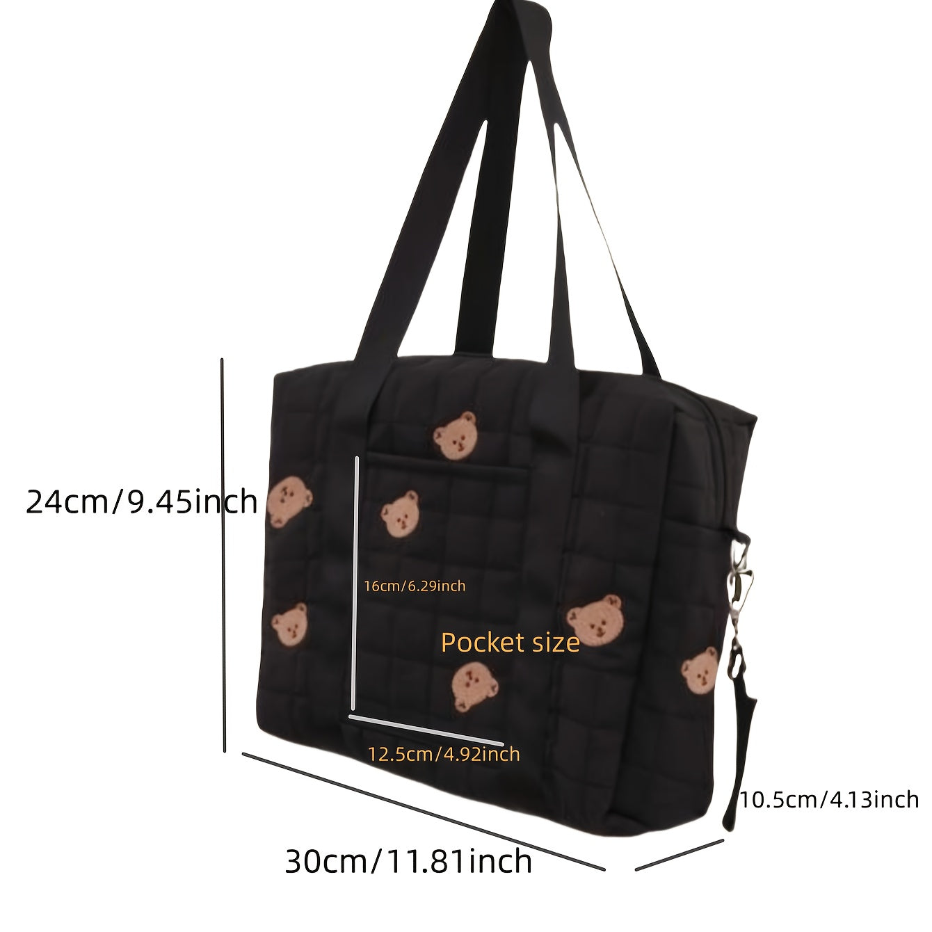 Portable Diaper Organizer Embroidered Parent Bag with Pockets & Hooks