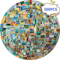 300pc 12 Sheets World Landmark Retro Poster Waterproof Stickers