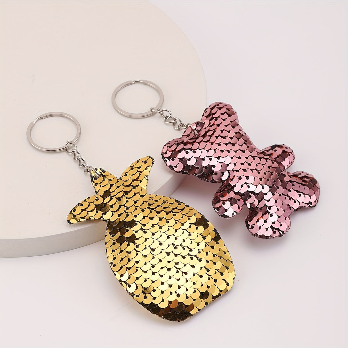 15pcs Cartoon Sequins Animal Keychain Key Ring Bag Charm Gift