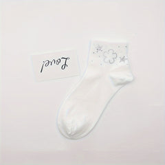 Women's Rhinestone Decor Crew Short Socks