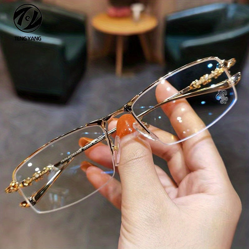 Golden Wire Half Frame Glasses for Men