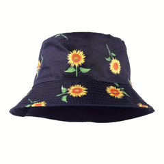 Cartoon Print Fisherman Hat Sunflower Sunshade Hat