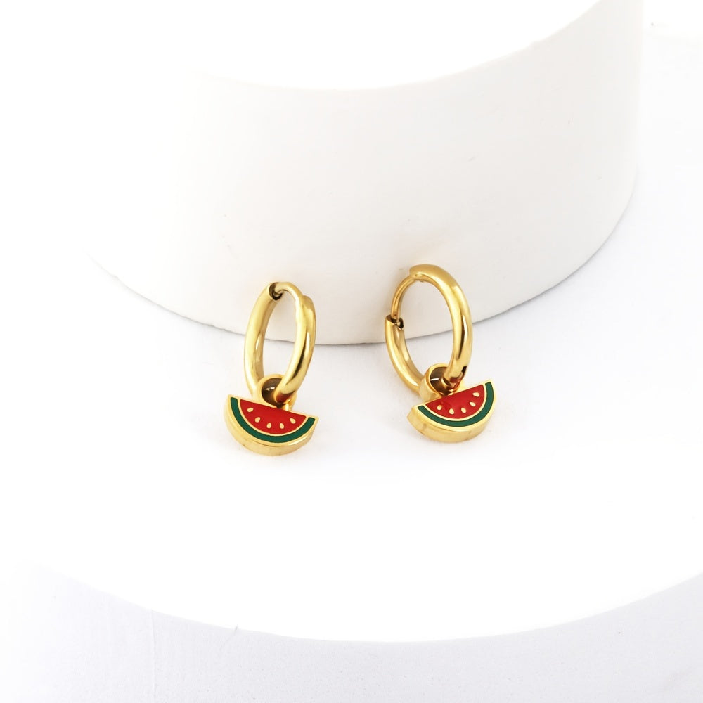 Fruits Drop Earrings For Girls - Little Cherry Strawberry Watermelon Shaped