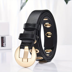Oval Rivet Belt Casual Hollow PU Leather Women Pin Buckle Pants Belts