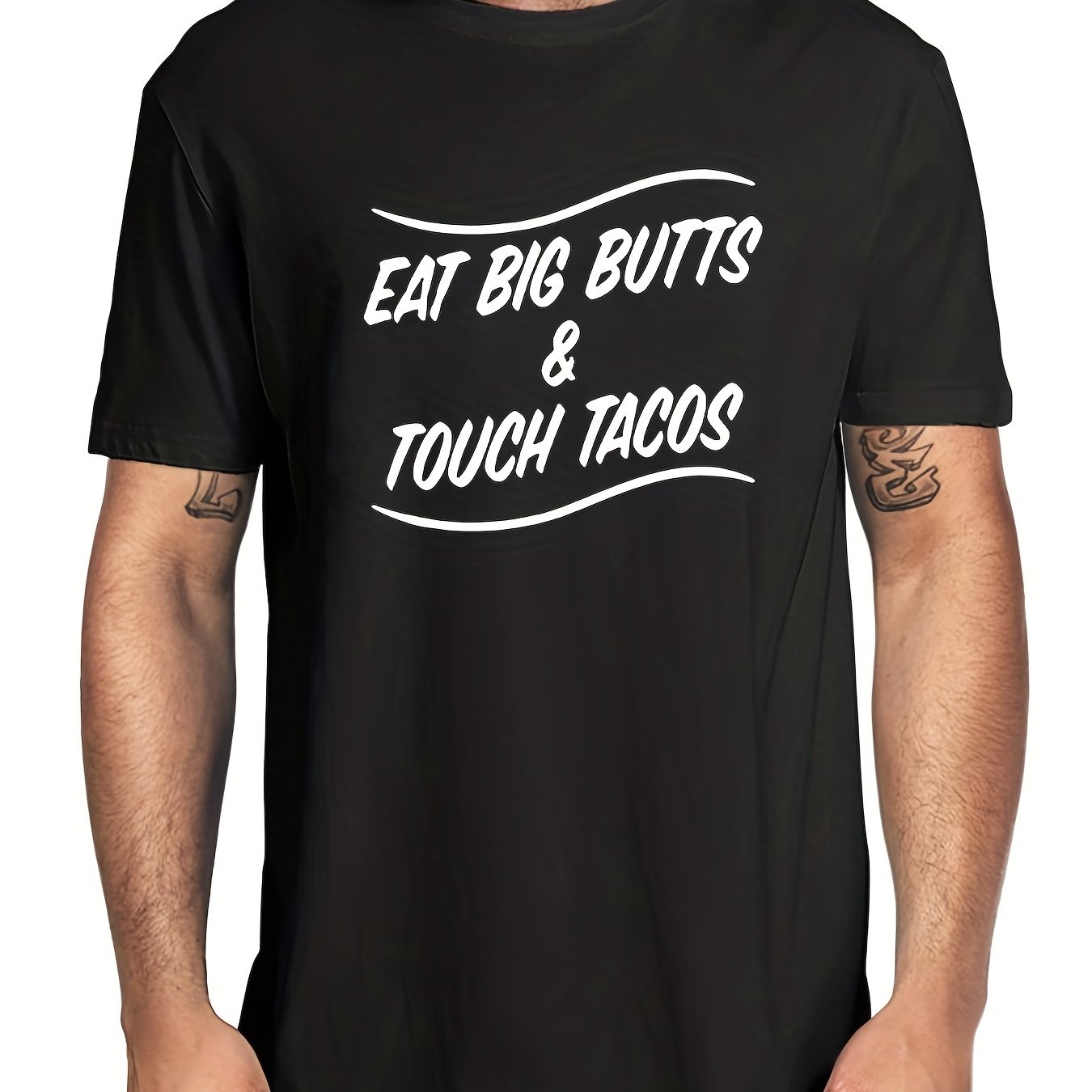 Men's Touch Tacos Print T shirt Casual Slightly Stretch Breathable Tee