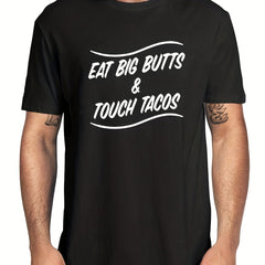 Men's Touch Tacos Print T shirt Casual Slightly Stretch Breathable Tee