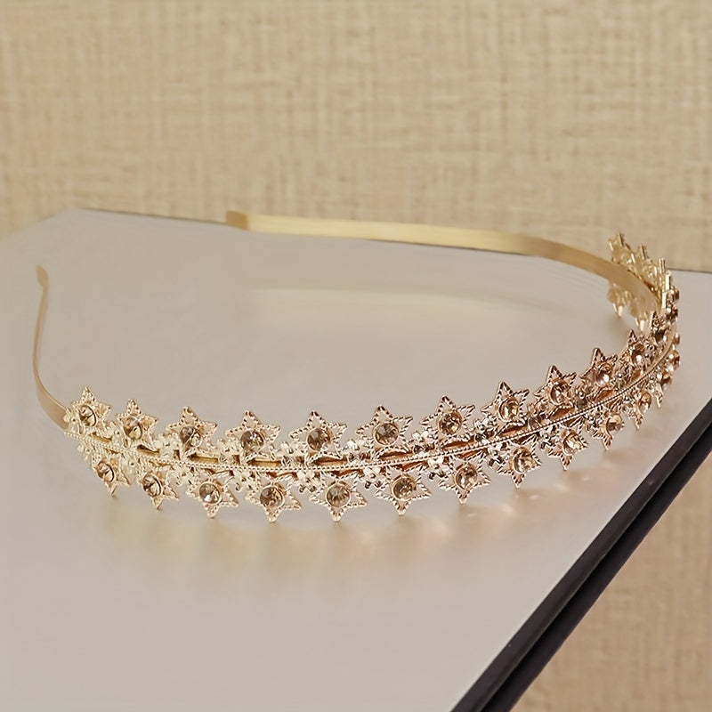 Baroque Bridal Leaf Shape Head Hoop Alloy Headband Wedding Hair Accessories