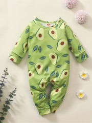 Baby Girls Avocado Print Bodysuit Long Sleeve Romper