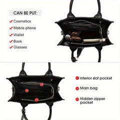 Leather Purse & Handbag Top Handle Satchel Bag with Tassels