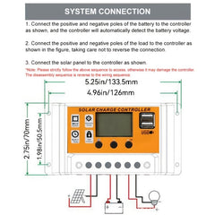 100A 50A 40A 30A 20A 10A 12V 24V Auto Solar Charge Controller LCD Display