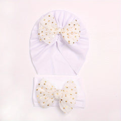 2pcs Baby Bow Hat & Hair Bands Set