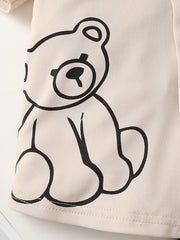 Boys Bear Outfit Shorts & Shirt Short Sleeves Stand Collar Casual Summer