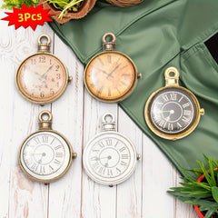 3pcs Mini Retro Clocks for Dollhouse Decoration Collection