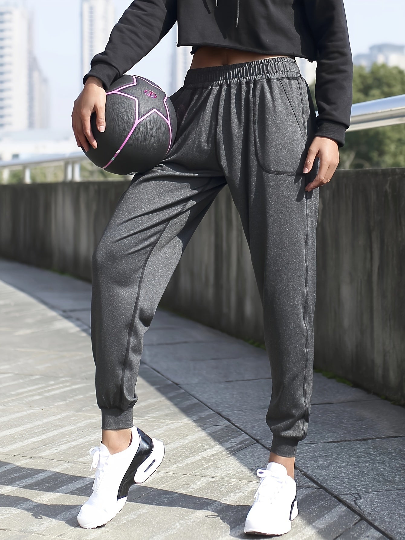 Letter Graphic Yoga Sports Sweatpants Women Casual Running Joggers