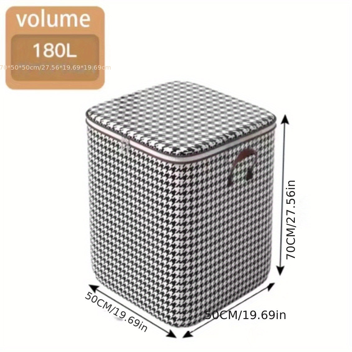 Houndstooth Pattern Storage Box Zipper Organizer Clothes Container