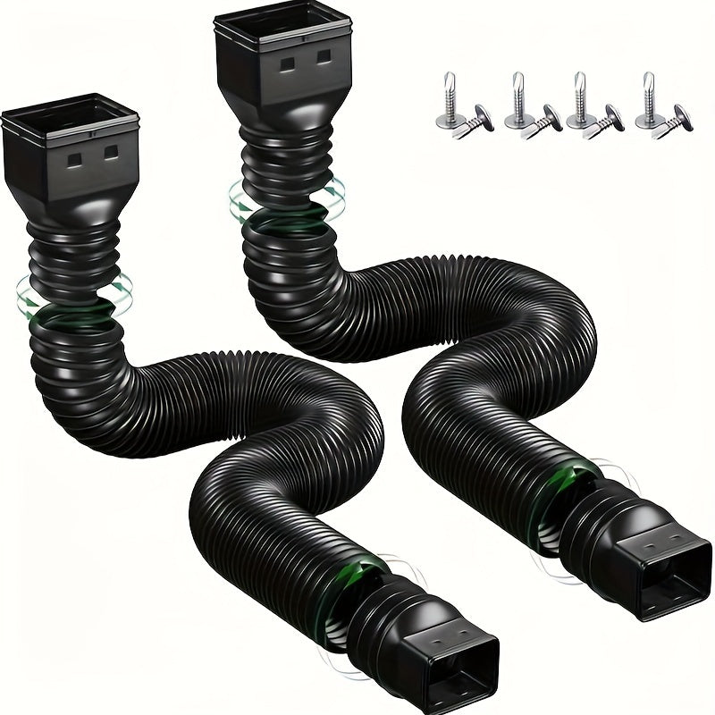 2pcs Flexible Extendable Drain Downspout Extender Down Spout Drain Extensions