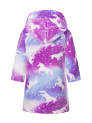 Kid's Tie Dye Flannel Hooded Bathrobe Soft Pajama Girl's Loujsonewear