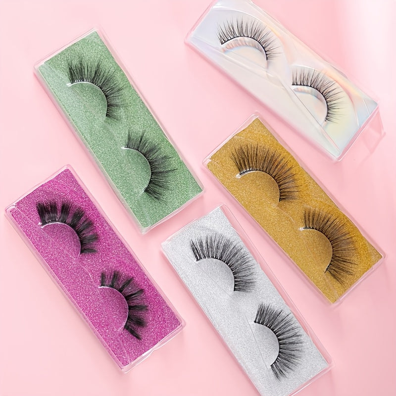 5 Pairs Natural Faux 3D Mink Lashes for Thick & Fluffy Look