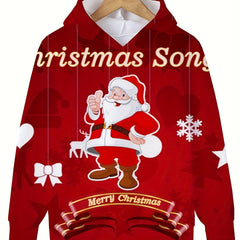 Kids Santa Claus Pattern Hooded Sweatshirt for Christmas Party