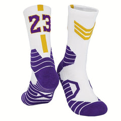 Men's Thick Mid Calf Basketball Socks - Non-slip Sports Sweat Absorption