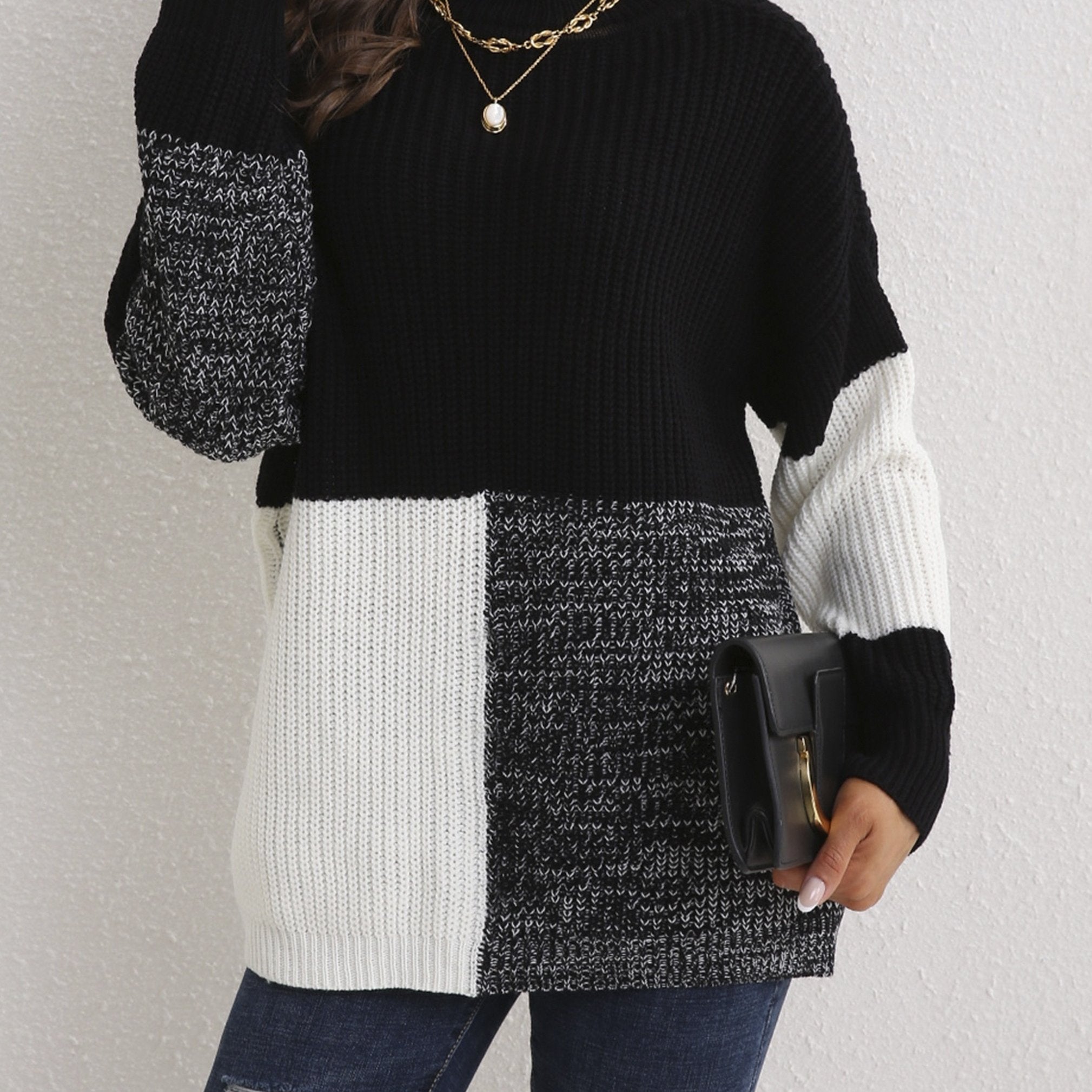 Block Drop Shoulder Sweater Women's